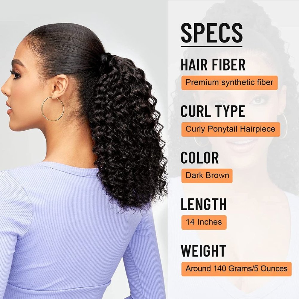 14 Inch Curly Drawstring Ponytail Extension - Picture 3 of 5